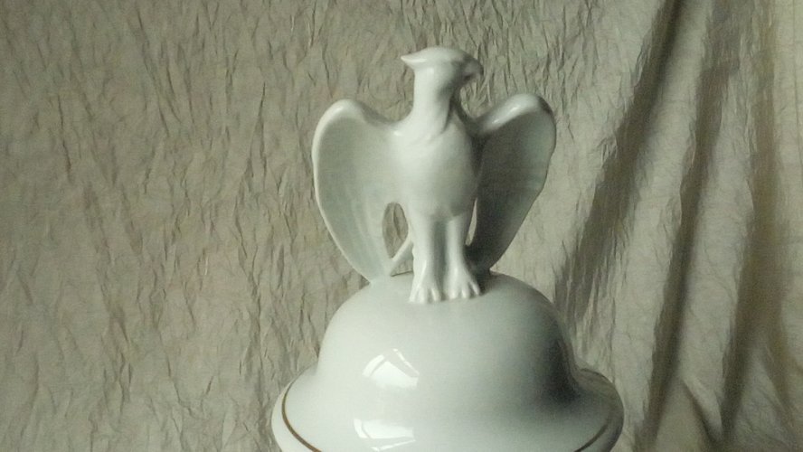 POT A PHARMACIE EN PORCELAINE DECOR DE PARIS AIGLE ROYAL STYLE NAPOLEON III**