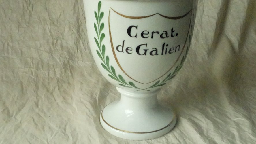 POT A PHARMACIE EN PORCELAINE DECOR DE PARIS AIGLE ROYAL STYLE NAPOLEON III**