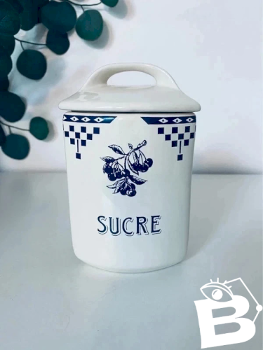 Pot à Sucre Comptoir de Famille Cerises Bleu Campagne Chic