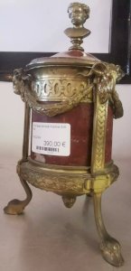 BRONZE TOBACCO JAR Marble XIX Gilding Charubin Foot Collection VE5 19/12