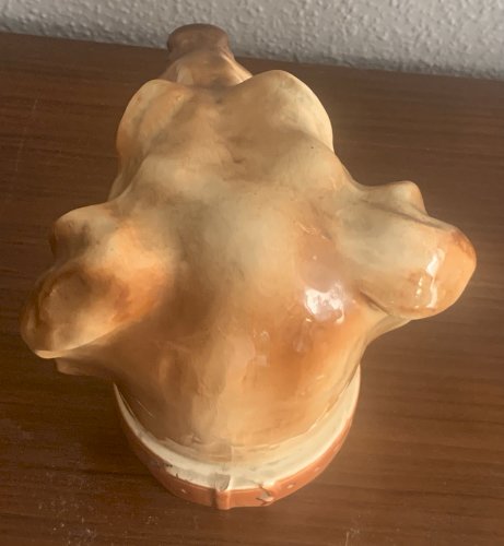 Pot à tabac en faïence de Saint Clément majolique tête de chien Médor
