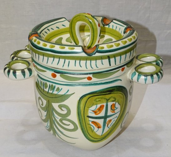 - POT A TABAC PORTE 5 PIPES Signé KERALUC MOTIFS ESPRIT MIRO COLLECTION FUMEUR D