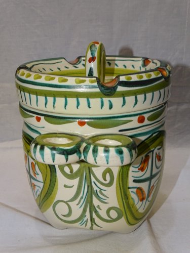 - POT A TABAC PORTE 5 PIPES Signé KERALUC MOTIFS ESPRIT MIRO COLLECTION FUMEUR D