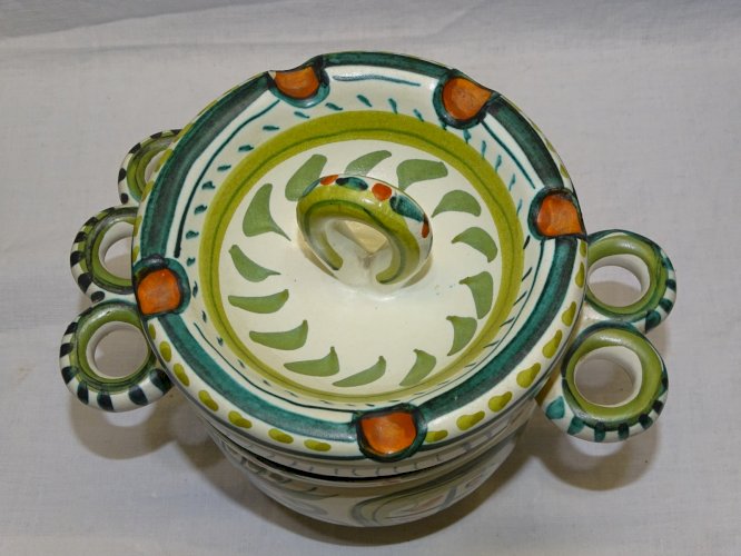 - POT A TABAC PORTE 5 PIPES Signé KERALUC MOTIFS ESPRIT MIRO COLLECTION FUMEUR