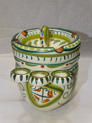 - POT A TABAC PORTE 5 PIPES Signé KERALUC MOTIFS ESPRIT MIRO COLLECTION FUMEUR