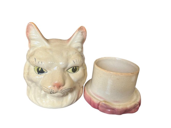 Pot a tabac XIXe siècle Lunéville Chat céramique collection cuisine objet de vit