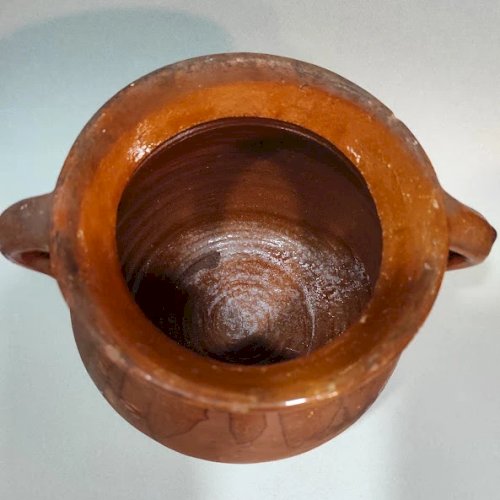 Pot ancien, pot à confit en grès émaillé