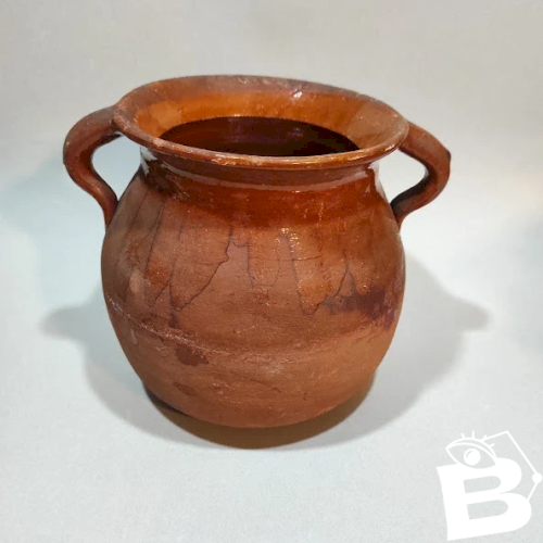 Pot ancien, pot à confit en grès émaillé