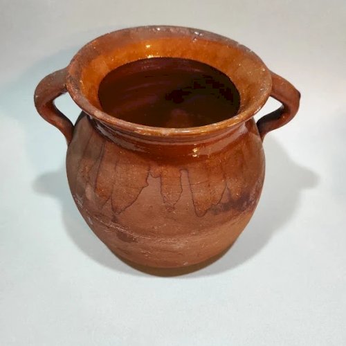 Pot ancien, pot à confit en grès émaillé