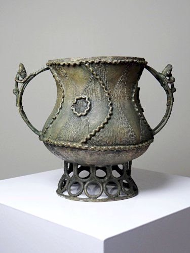 Pot Ashanti Kuduo, coupe des âmes, incomplet bronze à la cire perdu ancien