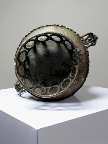 Pot Ashanti Kuduo, coupe des âmes, incomplet bronze à la cire perdu ancien