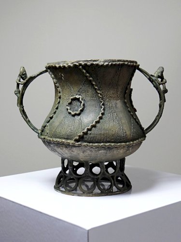 Pot Ashanti Kuduo, coupe des âmes, incomplet bronze à la cire perdu ancien
