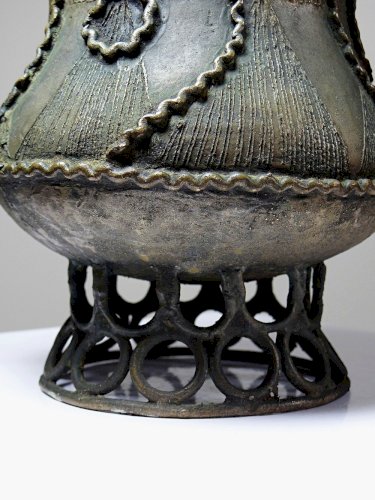Pot Ashanti Kuduo, coupe des âmes, incomplet bronze à la cire perdu ancien