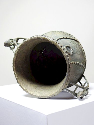 Pot Ashanti Kuduo, coupe des âmes, incomplet bronze à la cire perdu ancien
