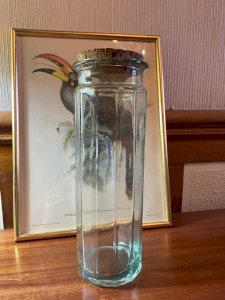 Thick glass jar vase 30cm vintage