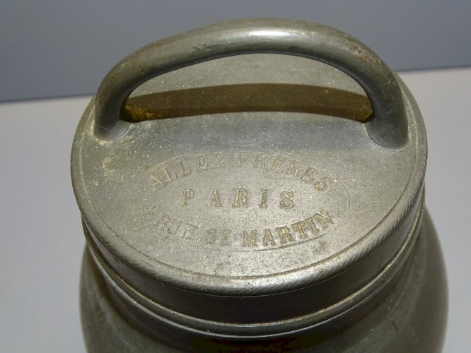 -POT BOUILLON ETAIN XIX TRANSPORT de LA SOUPE aux CHAMPS ALLEZ Frères PARIS   D