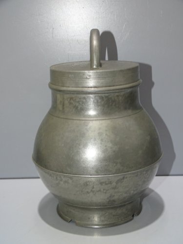 -POT BOUILLON ETAIN XIX TRANSPORT de LA SOUPE aux CHAMPS Collection déco   D