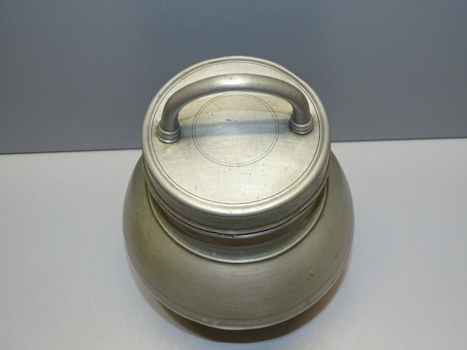 -POT BOUILLON ETAIN XIX TRANSPORT de LA SOUPE aux CHAMPS COLLECTION déco   D