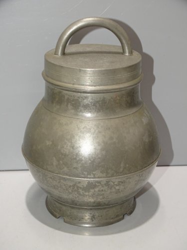 -POT BOUILLON ETAIN XIX TRANSPORT de LA SOUPE aux CHAMPS Collection déco   D
