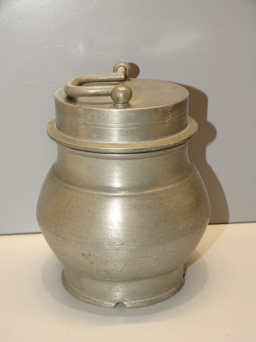 -POT BOUILLON ETAIN XIX TRANSPORT de LA SOUPE aux CHAMPS COLLECTION déco   D