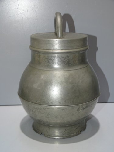 -POT BOUILLON ETAIN XIX TRANSPORT de LA SOUPE aux CHAMPS Collection déco   D