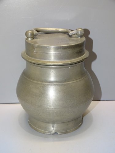 -POT BOUILLON ETAIN XIX TRANSPORT de LA SOUPE aux CHAMPS COLLECTION déco   D