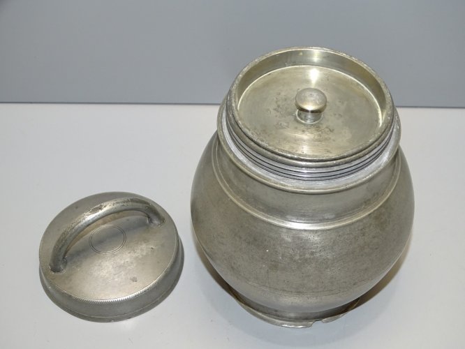 -POT BOUILLON ETAIN XIX TRANSPORT de LA SOUPE aux CHAMPS COLLECTION déco   D