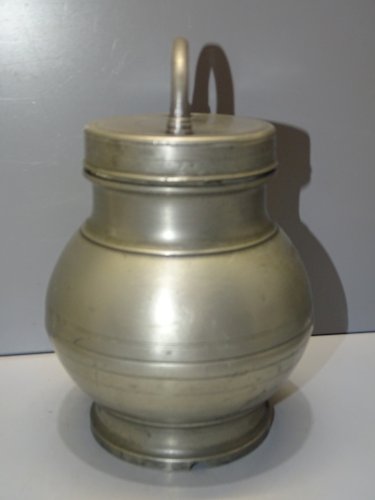-POT BOUILLON ETAIN XIX TRANSPORT de LA SOUPE aux CHAMPS COLLECTION déco   D