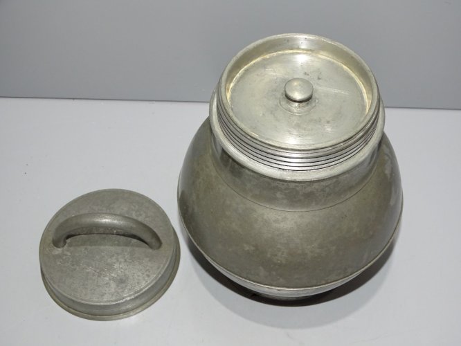 -POT BOUILLON ETAIN XIX TRANSPORT de LA SOUPE aux CHAMPS Collection déco   D