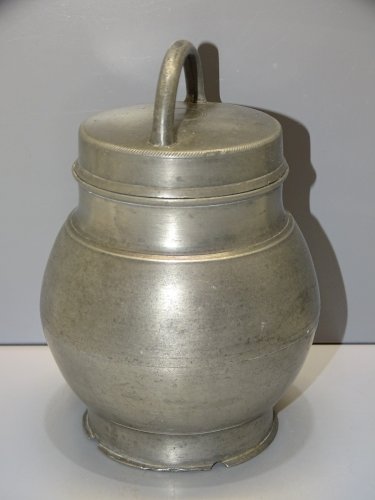 -POT BOUILLON ETAIN XIX TRANSPORT de LA SOUPE aux CHAMPS COLLECTION déco   D