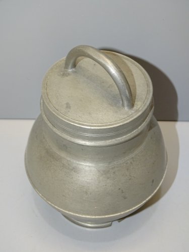 -POT BOUILLON ETAIN XIX TRANSPORT de LA SOUPE aux CHAMPS COLLECTION déco   D