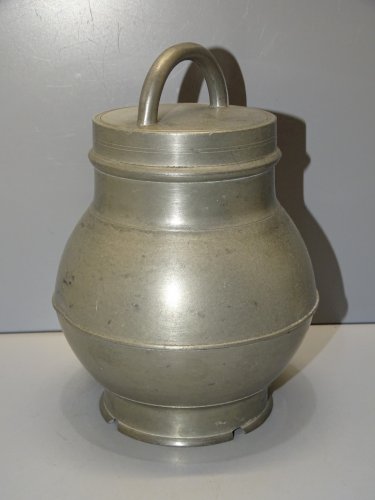 -POT BOUILLON ETAIN XIX TRANSPORT de LA SOUPE aux CHAMPS COLLECTION déco   D