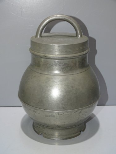 -POT BOUILLON ETAIN XIX TRANSPORT de LA SOUPE aux CHAMPS Collection déco   D