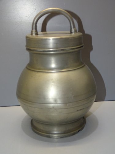 -POT BOUILLON ETAIN XIX TRANSPORT de LA SOUPE aux CHAMPS COLLECTION déco   D