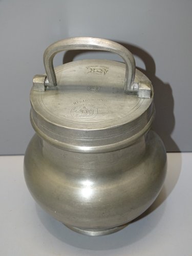 -POT BOUILLON ETAIN XIX TRANSPORT de LA SOUPE aux CHAMPS Médaille d'Or 1888   D