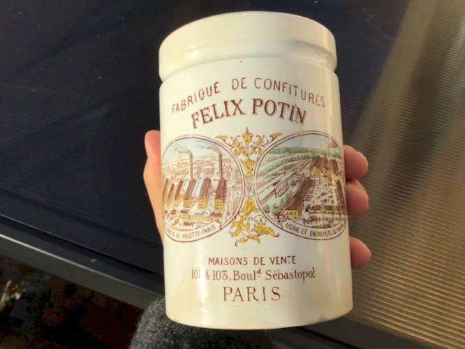 Pot confiture Français Felix Potin 4 couleurs faïence  19 eme. Luneville?