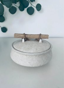Ceramic Pot Covered Anthropologie Bohemian Style Wood and Jute