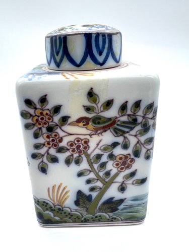 Pot couvert Makkum Delft Tichelaar céramique oiseaux signé 13cm