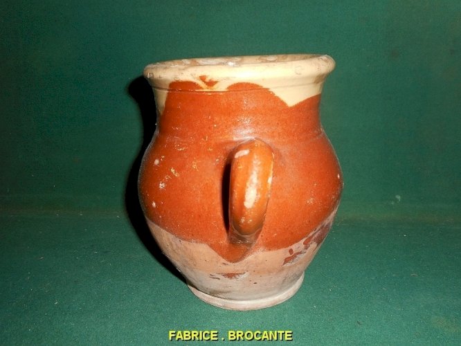POT EN TERRE CUITE VERNISSEE ANCIEN A ANSE N° 1