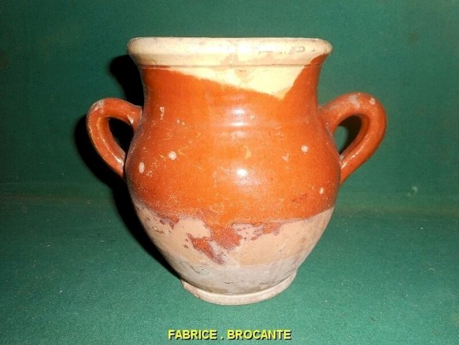 POT EN TERRE CUITE VERNISSEE ANCIEN A ANSE N° 1