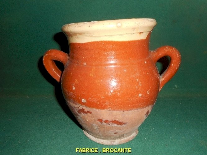 POT EN TERRE CUITE VERNISSEE ANCIEN A ANSE N° 1