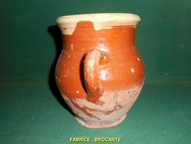 POT EN TERRE CUITE VERNISSEE ANCIEN A ANSE N° 1