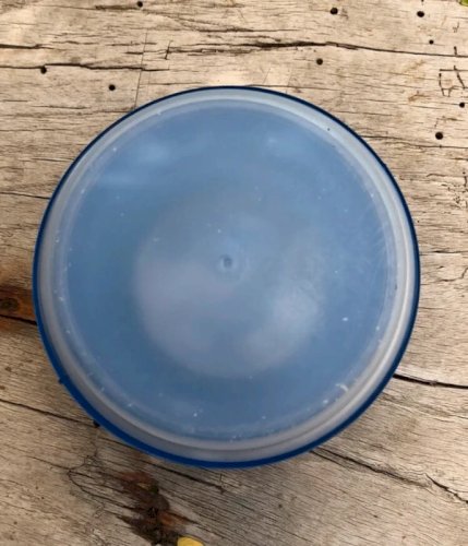 Pot en verre vintage motifs bleus