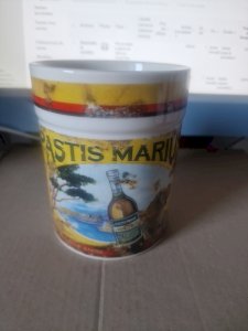 Pot ou seau à glace en faïence Orval Pub Pastis Marius - H : 15,5 cm