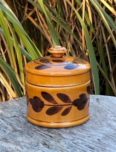 Pot rétro vintage en faïence couleur miel