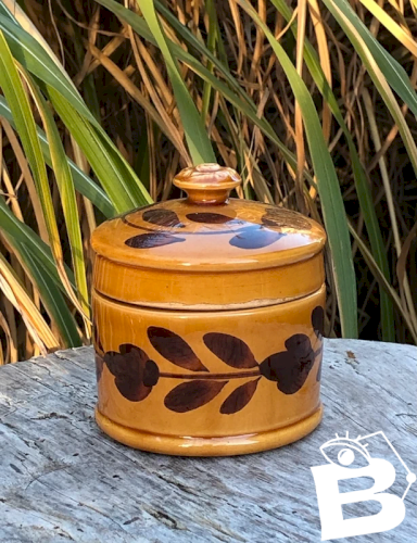 Pot rétro vintage en faïence couleur miel