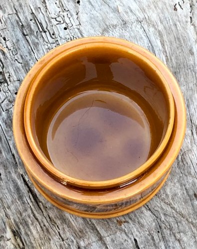 Pot rétro vintage en faïence couleur miel