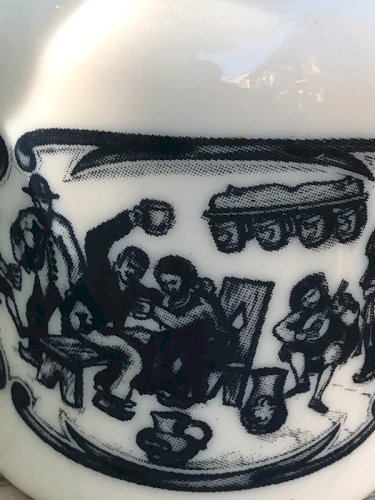 Pots d apothicaire vintage blancs et bleus en opaline