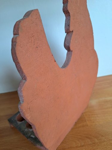 Poule vintage en terre cuite émaillée, décoration porte-œufs