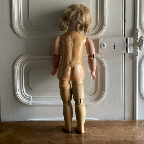Poupée blonde tête en porcelaine début XXe M3750